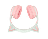 Cat Ear Bluetooth Gaming Headphones Wireless Foldable Music Headset with LED Light Detachable Microphone 3.5mm Cable Pink