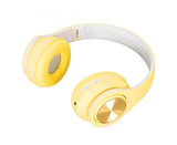 Bluetooth Headset Noise Reduction Foldable Over Ear Wireless Headphone with Colorful Light for Phone Laptop Yellow