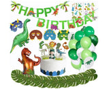 Dinosaur birthday Decoration set, happy birthday garland and large dinosaur foil balloons with cake topper