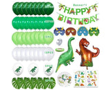 Dinosaur birthday Decoration set, happy birthday garland and large dinosaur foil balloons with cake topper