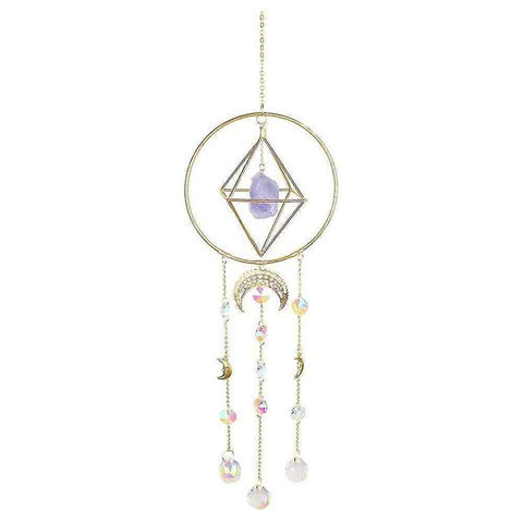 Crystal Prism - Handmade Gold Plated Suncatcher Chandelier Hanging Crystal Tracery