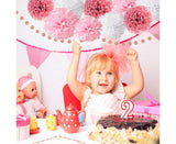 Pink Rose Gold Birthday Party Decorations Set, Rose Gold Glittery Happy Birthday Banner, Tissue Paper Pom