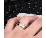 Stylish Men Titanium Steel Smooth Surface Wedding Band Finger Ring Jewelry Gift-Blue + Golden US 11