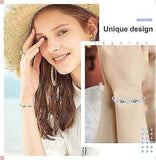 Silver Bracelet for Women,Four-Leaf Clover Bracelet Shiny Crystal Diamond Adjustable Bracelet Mother's Day Jewelry Gift Birthday Christmas Gifts for Women
