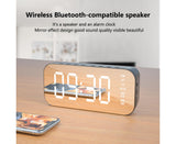 4.2 Version Alarm Clock Handsfree Multifunctional ABS LED Digital Display Mirror Screen Bluetooth-compatible Subwoofer Desktop Decor - Black