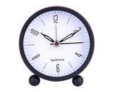 4inch Metal Round Alarm Clock Quiet Desktop Bedroom Battery Operated Timepiece - Black