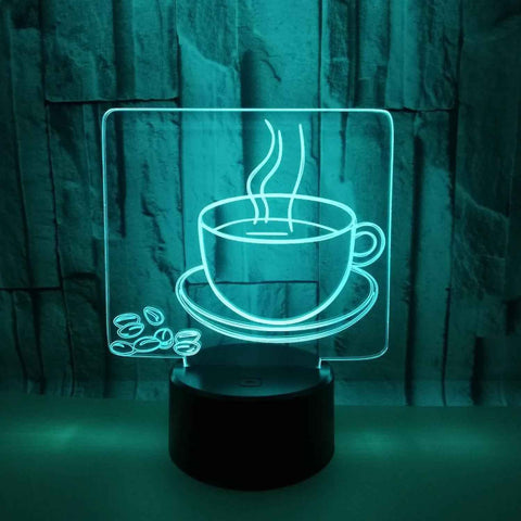 3D Coffee Night Light  Led Light Optical Illusion