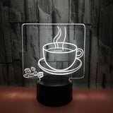 3D Coffee Night Light  Led Light Optical Illusion