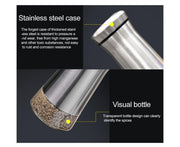 Salt Spice Shaker Dispenser Adjustable Pour Holes Stainless Steel Pepper Box Can-Silver