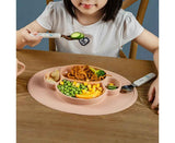 Silicone Divided Dinner Plate Suction Plate BPA Free , Dishwasher and Oven secure Fits Most Highchair Trays