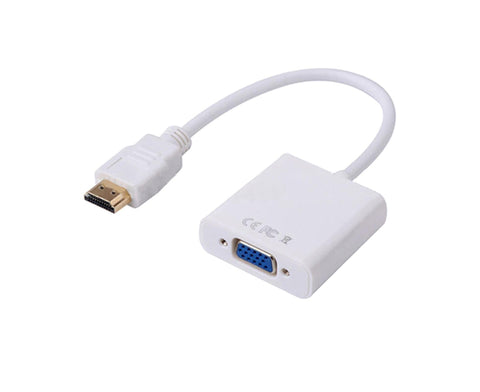 1080P VGA Male to HDMI-compatible Video Adapter Universal Gold Plated Female for PC HDTV - White
