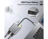 4 in1 Type C to Dual HDMI-compatible USB 3.0 4K Display Adapter Converter for MacBook Pro - Grey