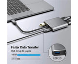 4 in1 Type C to Dual HDMI-compatible USB 3.0 4K Display Adapter Converter for MacBook Pro - Grey