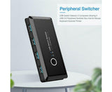4 USB 2.0 Output Port Computer Sharing Hub Switcher Selector for Mac Chrome OS - Black