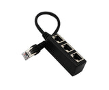 Ethernet Network RJ45 1 Male to 3 Female Connector Splitter Converter Cable - Black