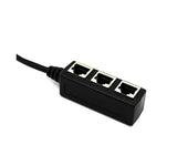 Ethernet Network RJ45 1 Male to 3 Female Connector Splitter Converter Cable - Black