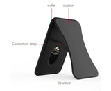 Folding Stand Reusable Multifunctional Adjustable Anti-drop Faux Leather Wallet Phone Stand for iPhone 13/12 Series - Black