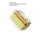 Foaming Soap Box with Brush Drain Holes Spring Design Non-slip Detachable 2 in 1 Plastic Soft Roller Soap Holder Laundry Tools-Yellow