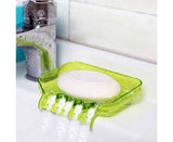 Kitchen Basin Sink Soap Dish Tray Water Draining Holder Suction Cup Bathroom Box-Pink