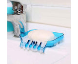 Kitchen Basin Sink Soap Dish Tray Water Draining Holder Suction Cup Bathroom Box-Pink