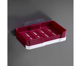 Soap Box Punch Free Good Load Capacity Plastic Soap Holder with Water Tray for Home - Red