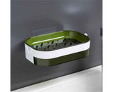 Soap Case Wall Mounted Ventilation Plastic Water Draining Dry Quickly Soap Sponge Dish for Bathroom-Green