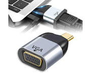 Portable Dual Ports USB Type C to VGA 1080P 4K 60HZ Adapter for Thunderbolt 3 - Grey
