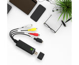 USB 2.0 Audio Video Grabber Scheda Capture VHS Card to DVD Adapter Converter - Black