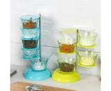 Kitchen Seasoning Bottles Boxes Plastic Frame Rotating Condiment Storage Rack-Light Blue 4 Layers