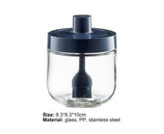 One-piece Design Seasoning Jar Smooth Edge Glass Multi-purpose Spice Bottle Cooking Gadget-Blue