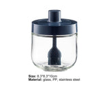 One-piece Design Seasoning Jar Smooth Edge Glass Multi-purpose Spice Bottle Cooking Gadget-Blue