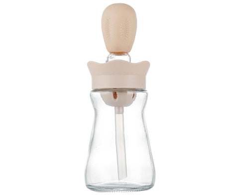 200ML 2 in 1 Glass Oil Bottle with Silicone Brush-Pink