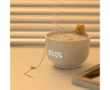 Alarm Clocks USB Powered Cats Teacup ABS LED Night Light Digital Clock for Desk - Yellow