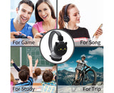 Cartoon Wireless Headphones - Stereo Sound - Cute Black Cat Headphones for babies