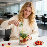 1pc Salad Pod Mason Jar Side Open Portable Salad Container with Lid for Travel