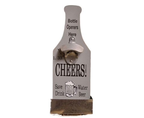 1Pc Retro Creative Wall Mounted Beer Style Decorative Hanger Bottle Opener-Grey