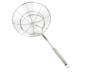 Long Handle Round Stainless Steel Colander Oil Filter Fried Food Grid Strainer-Silver 20