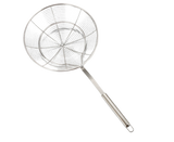Long Handle Round Stainless Steel Colander Oil Filter Fried Food Grid Strainer-Silver 20
