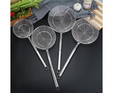 Long Handle Round Stainless Steel Colander Oil Filter Fried Food Grid Strainer-Silver 20