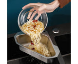 Drain Basket with Hook Triangular Stainless Steel Rinsing Strainer-Stainless Steel