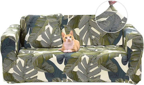 2 Seater Sofa Cover Elastic Spandex Sofa Cover with Armrests - Green 145-185cm