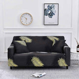 3 Seater Stretch Sofa Cover with Armrests Gold Leaf Print Design 185-230cm