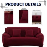 2 Seater Square Stretch Sofa Cover with Armrests and Cushion Covers