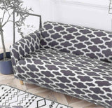 2 Seater Printed Stretch Sofa Cover Furniture Protector - Grey 145-185cm