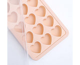 Ice Mold Portable Easy Clean Silicone Anti-slip Heart-shaped 21 Grids Ice Cube Mould for Home-Pink