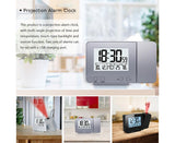 Desk Snooze LED Digital Backlight Date Function USB Charge Alarm Clock Projector-Silver - Silver