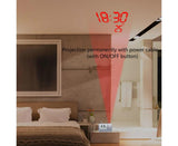 Desk Snooze LED Digital Backlight Date Function USB Charge Alarm Clock Projector-Silver - Silver
