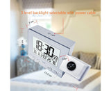 Desk Snooze LED Digital Backlight Date Function USB Charge Alarm Clock Projector-Silver - Silver