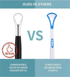 4PCS Stainless Steel Tongue Scrapers, Metal Oral Cleaner for Bad Breath - Family Pack