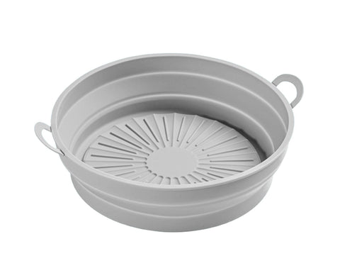 Air Fryers Bakeware Foldable Silicone Grill Pan -Grey 8.5inch